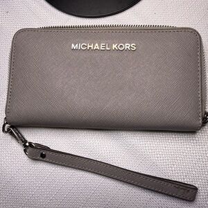 Michael Kors Taupe Wristlet Clutch